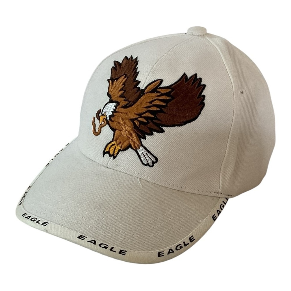 TK Sports White Cap with Eagle Embroidery